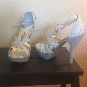 Sliver glitter heels